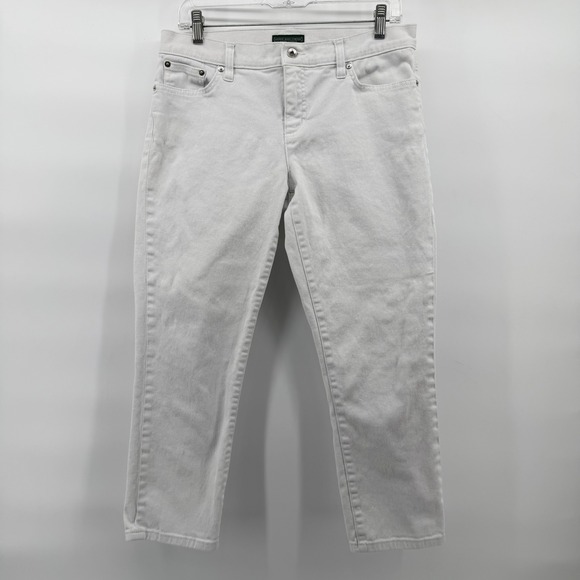 Lauren Jeans Company Ralph Lauren Women Modern Straight White Denim Jeans Size 8 - Picture 2 of 8